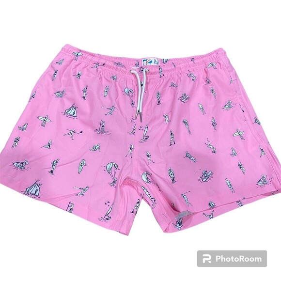 Bermies Men's 6" Stretch Swim Trunks Shorts Mesh Lined Beach Pink NWT Large - Picture 1 of 6